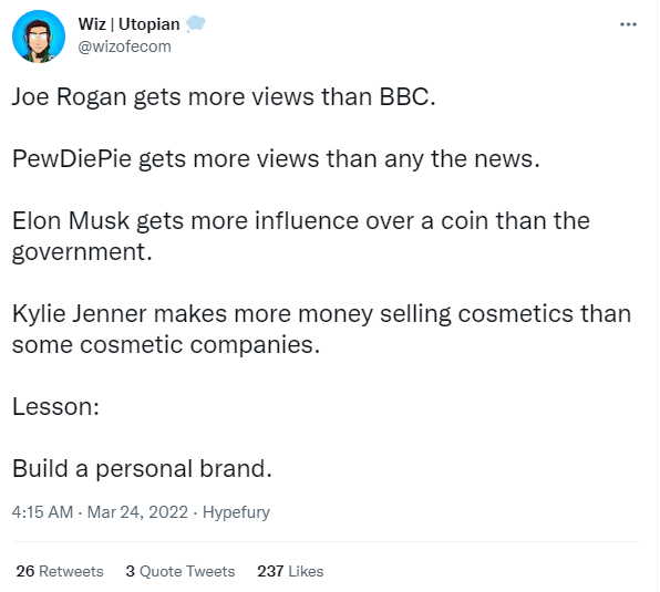 Joe Rogan PewDiePie Elon Musk Kylie Jenner personal brand. PYGOD.COM