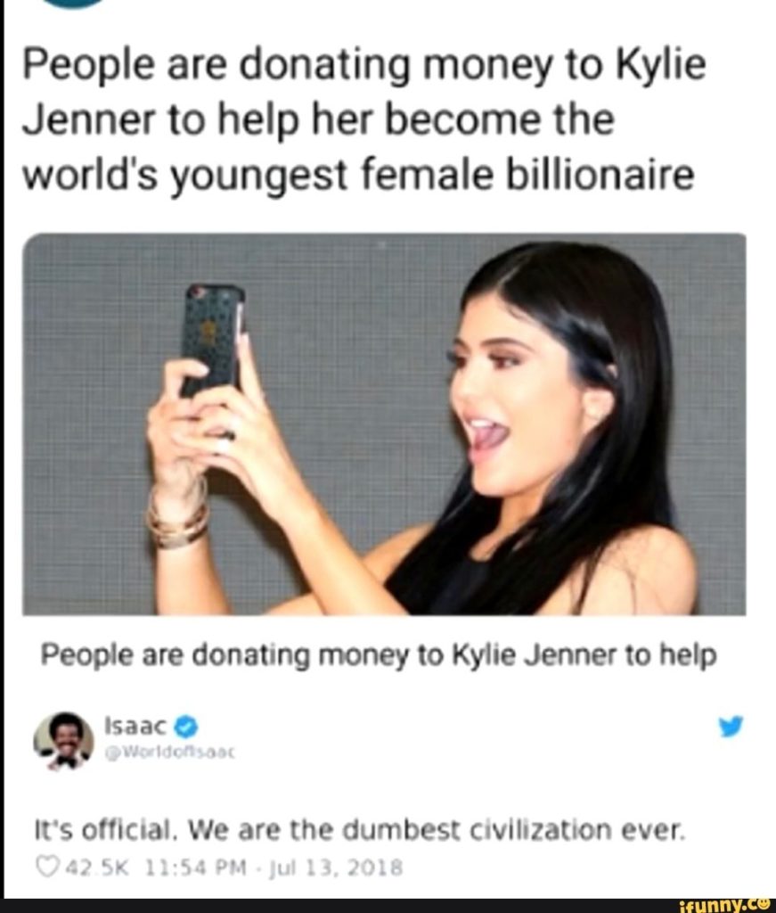Kylie Jenner Billionaire GoFundMe fund raising. PYGOD.COM