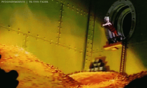 Gold coins Scrooge McDuck GIF. PYGOD.COM